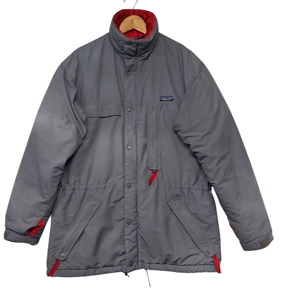 Patagonia Vintage Insulated Parka Jacket Mens Medium Gray Red 80s 90s